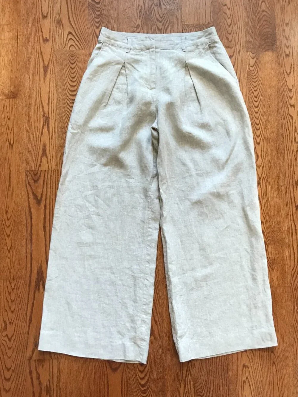 Reformation Asher Linen Wide Leg Pants Womens 6 Beige Khaki Pleated High Rise
